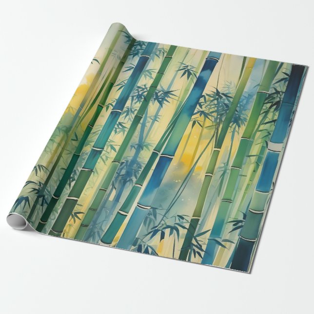 Dense Bamboo Forest at Sunset Wrapping Paper (Unrolled)
