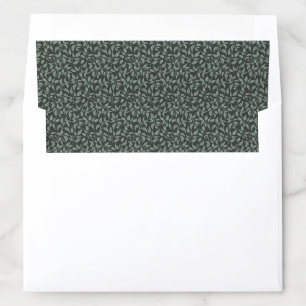 Dense Foliage Botanical Leaf Rustic Sage on Black Envelope Liner