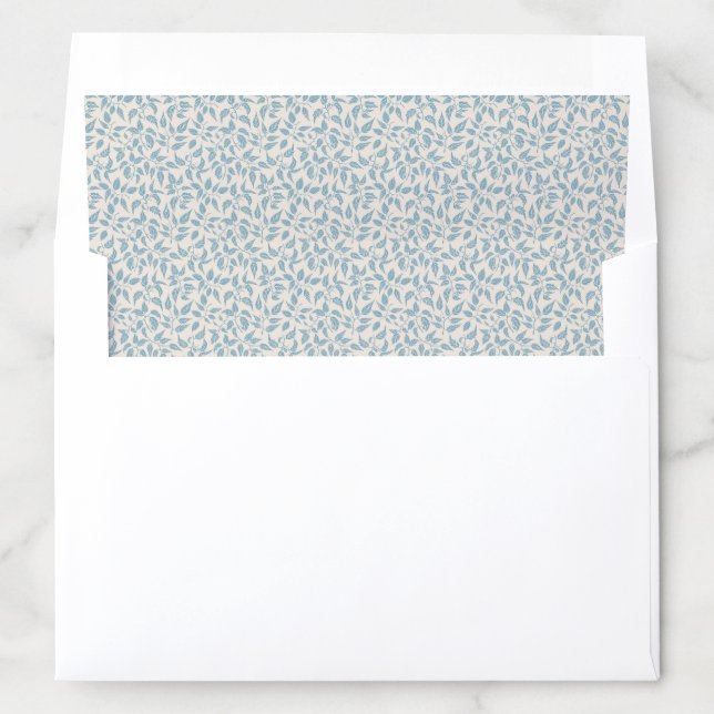 Dense Foliage Botanical Leaf Rustic Soft Blue Envelope Liner (In Envelope)