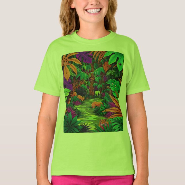 Dense Jungle Exotic Animals T-Shirt (Front)