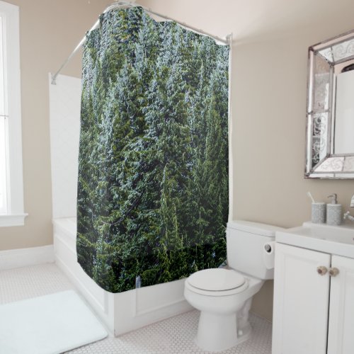 Dense Wilderness Pines  Evergreen Forest Shower Curtain