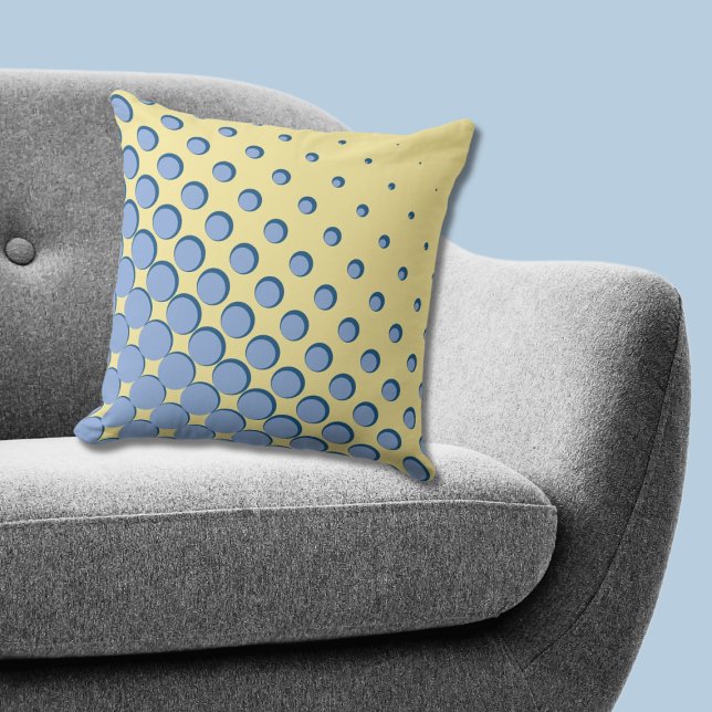 Density Regular Blue Yellow Halftone Dots Throw Pillow (Density Regular Blue Yellow Halftone Dots Throw Pillow)