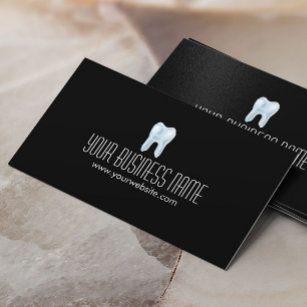 Dental 3D Tooth Dentist Plain Black Business Card