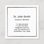Dental 3D Tooth Professional Dentist Square Business Card (Back)