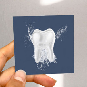 Dental 3D Tooth Professional Navy Blue Dentist Square Business Card