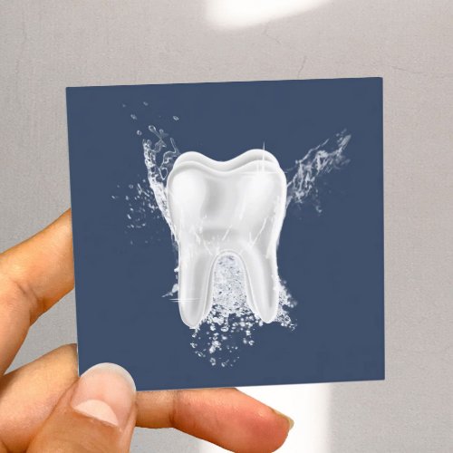 Dental 3D Tooth Professional Navy Blue Dentist Square Business Card