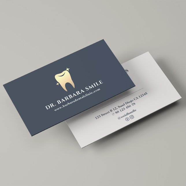 Dental Aesthetic Dentist Charcoal Minimal Business Card (Creator Uploaded)