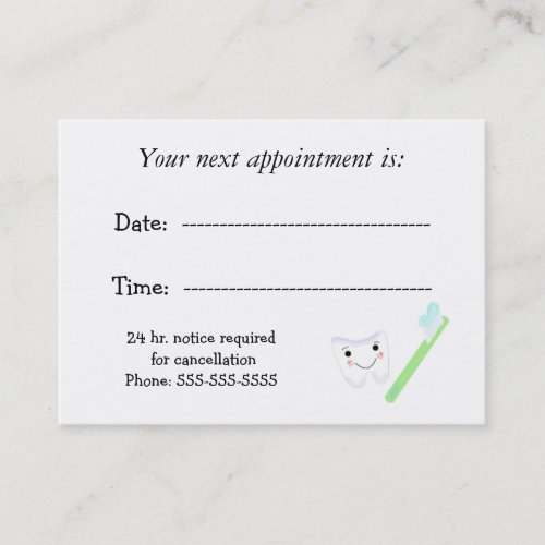 Dental Appointment Business Card Templates
