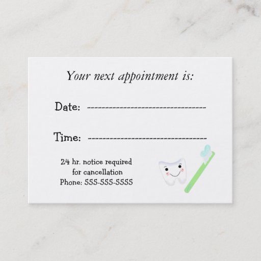 Customizable Dental Appointment Business Card Templates