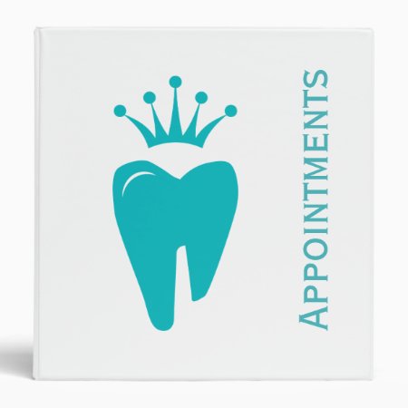 Dental Appointment Book Cute Crown Tooth Logo Blue 3 Ring Binder