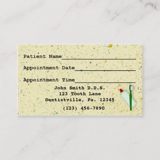 Customizable Dental Appointment Business Card