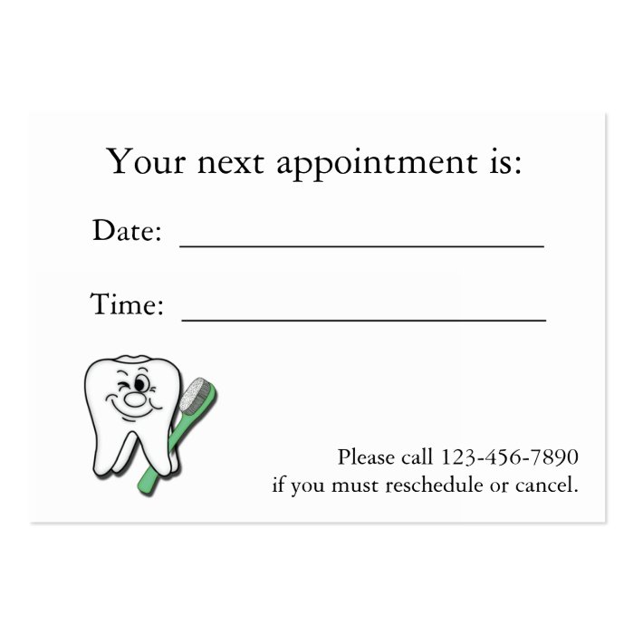 Dental Appointment Card Zazzle