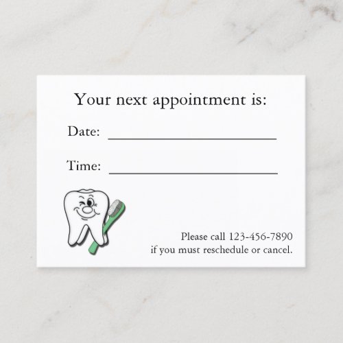Dental Appointment Card Business Card Template