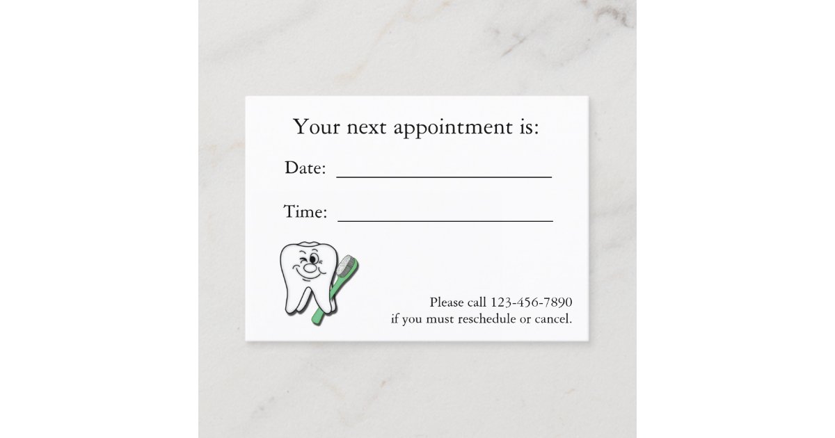 Dental Appointment Card Zazzle Dental Appointment Card Zazzle