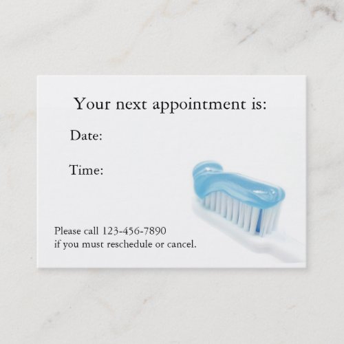 Dental Appointment Card Business Cards