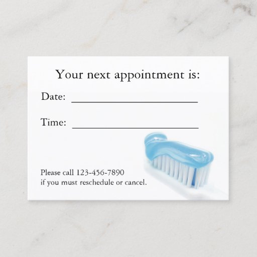Customizable Dental Appointment Card Business Card Template