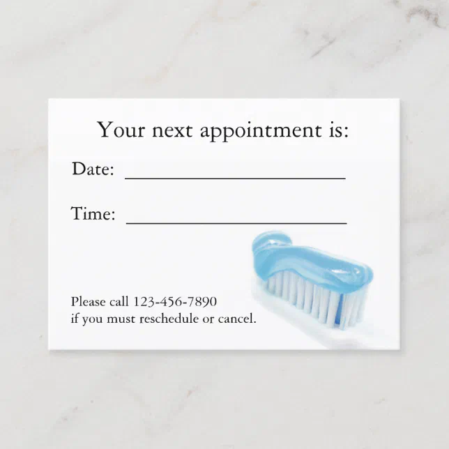 Dental Appointment Card Zazzle