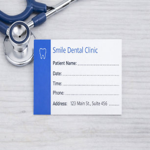 Dental Appointment Cards Dentist Office Blue