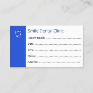 Dental Appointment Cards Dentist Office Blue
