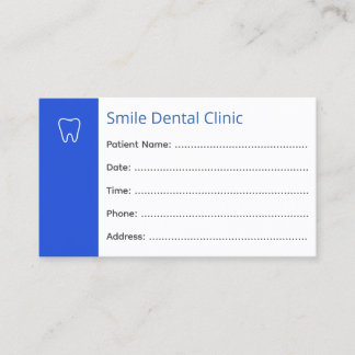 Dental Appointment Cards Dentist Office Blue