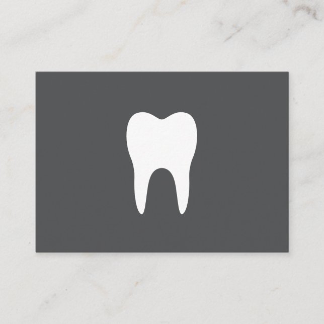 Dental appointment cards - gray, white tooth logo (Front)
