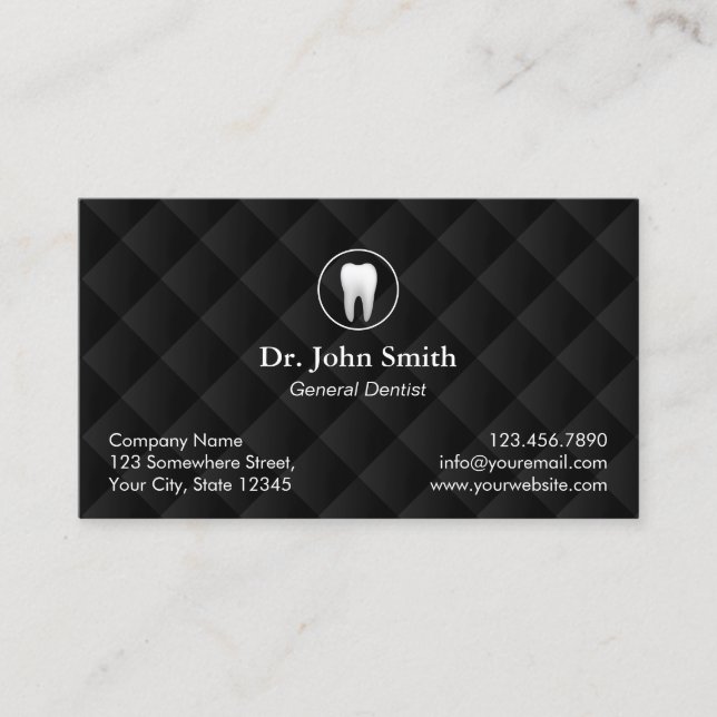 Dental Appointment Classic Black Quilted Dentist Card (Front)