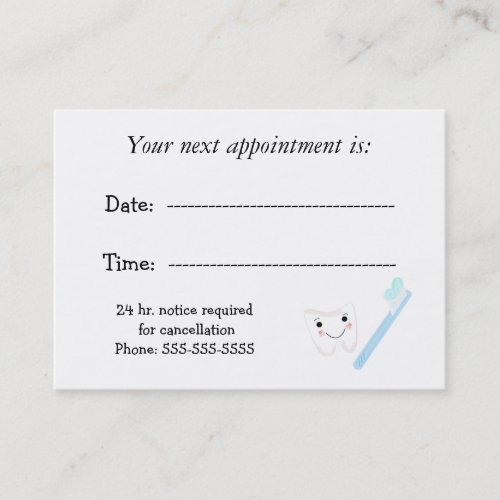 Dental Appointment Office Card
