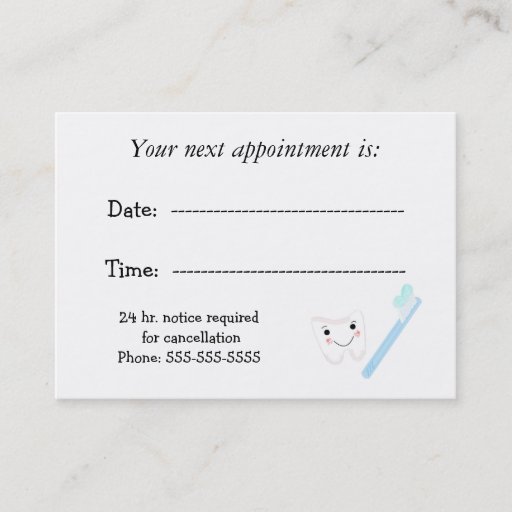 Customizable Dental Appointment Business Card Templates
