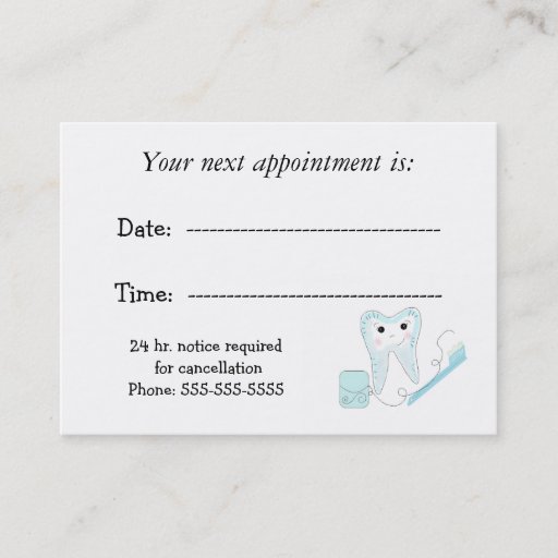 Customizable Dental Appointment Reminder Business Card