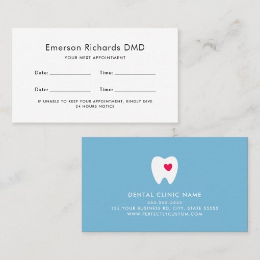 Dental appointment reminder cards custom color Zazzle