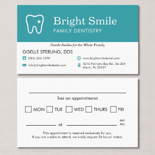 Dental Appointment Reminder Tooth Logo Business Card