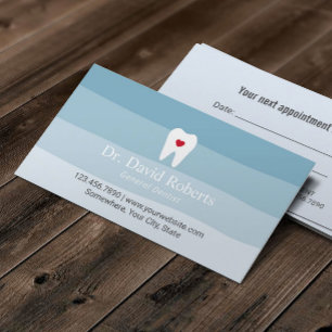 Dental Appointment Tooth Heart Blue Shades Dentist Card