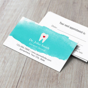 Dental Appointment Tooth Heart Watercolor Dentist Card