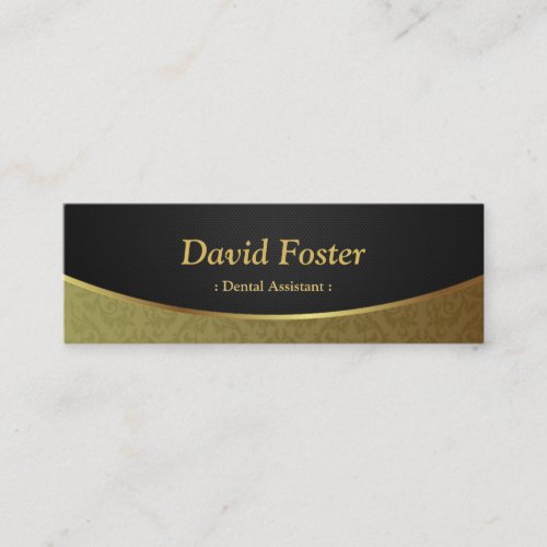 Dental Assistant _ Black Gold Damask Mini Business Card