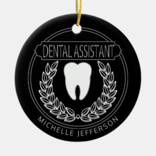 Dental 🦷 Assistant - Black, White and Silver Ceramic Ornament