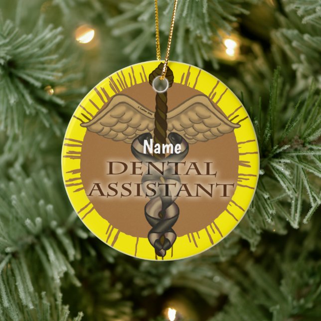Dental Assistant Caduceus Ceramic Ornament (Tree)