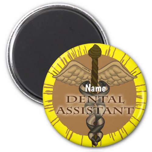 Dental Assistant Caduceus custom name  magnet
