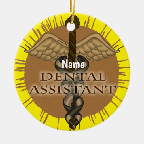 Dental Assistant Caduceus custom name ornament