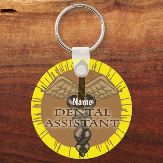 Dental Assistant Caduceus Keychain (Front)
