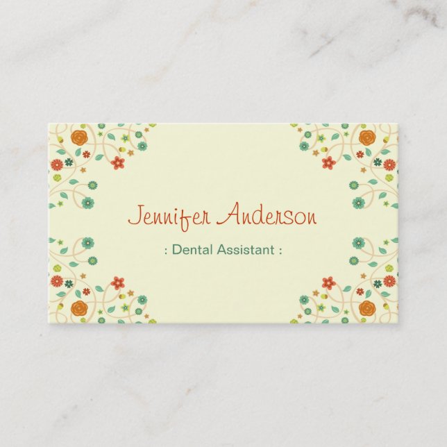 Dental Assistant - Chic Nature Stylish Business Card (Front)