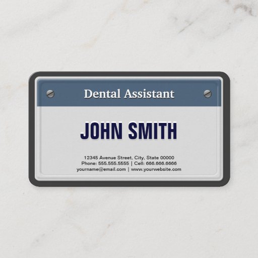 Customizable Dental Assistant Cool Car License Plate Business Card