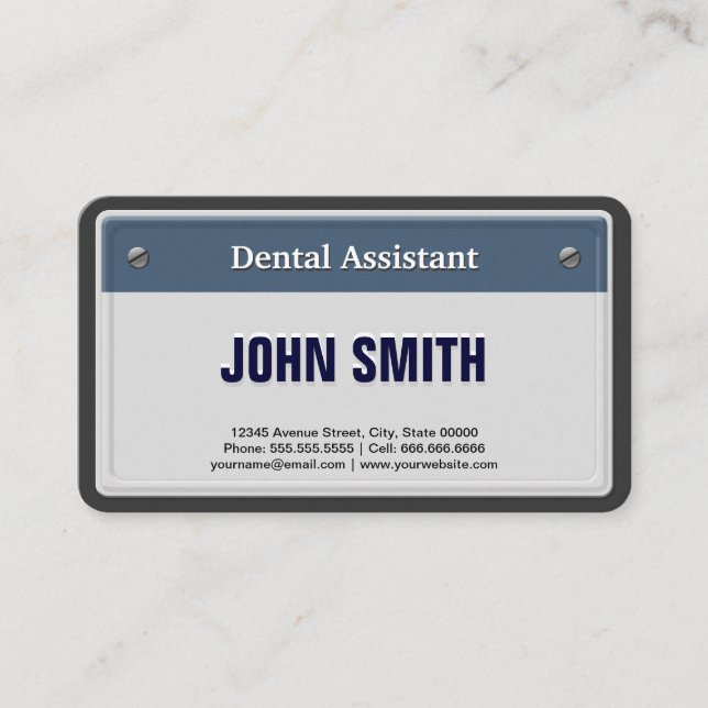 Dental Assistant Cool Car License Plate Business Card (Front)