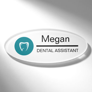 Dental Assistant Custom Tooth Logo Name Tag