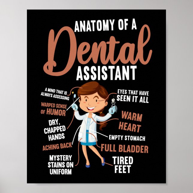Dental Assistant Dental Anatomy Of A Dental Poster (Front)
