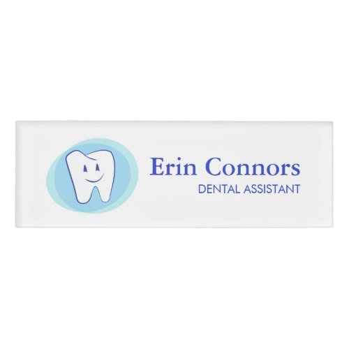 Dental Assistant Dentist Smiling Tooth Logo Name Tag