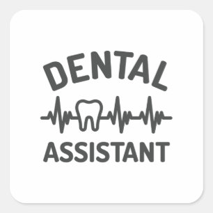 Dental assistant, ekg, heartbeat square sticker