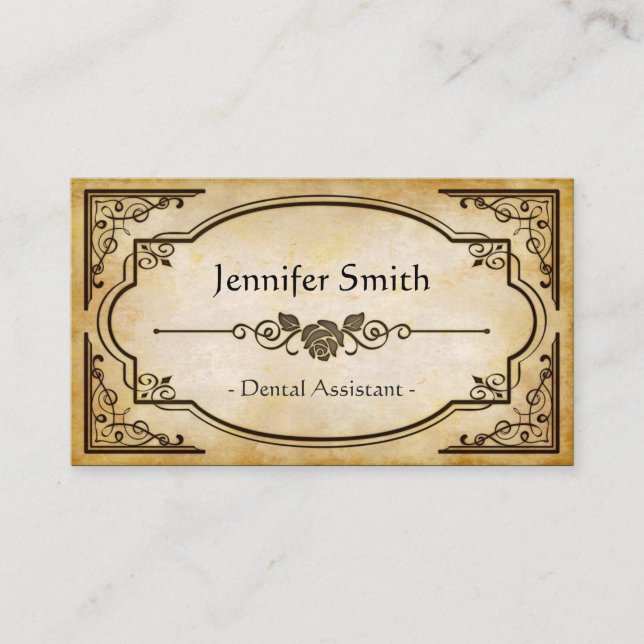 Dental Assistant - Elegant Vintage Antique Business Card (Front)