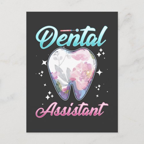 Dental Assistant Floral Tooth Dentist profession Postcard