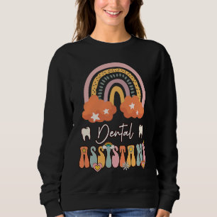 Dental Assistant Groovy Retro Vintage Rainbow Cute Sweatshirt