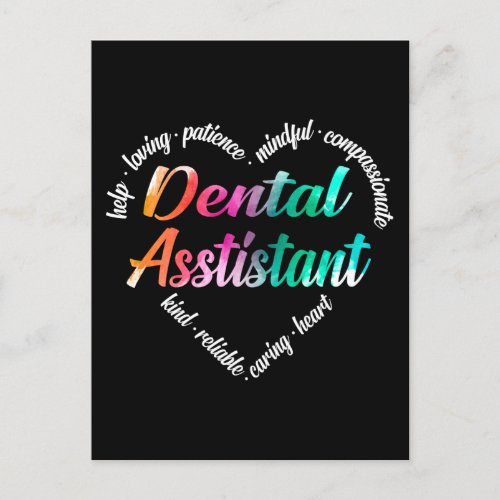Dental Assistant Heart Word Cloud Watercolor Holiday Postcard